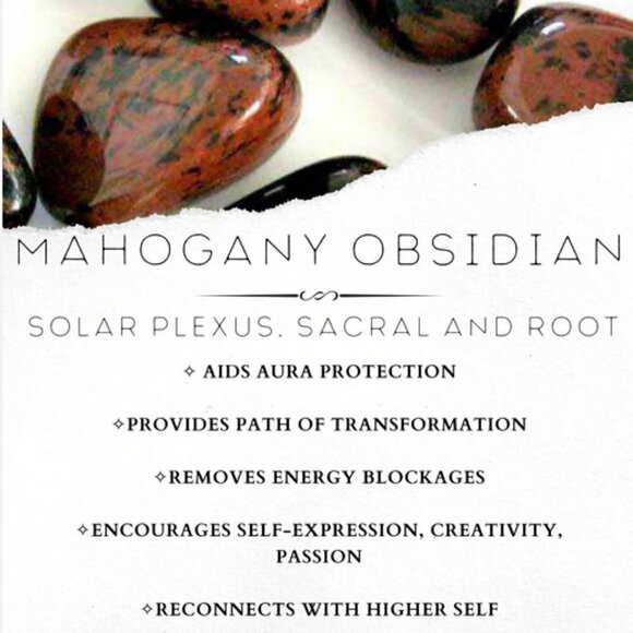 Mahagony Obsidian - Beaded Stone Bracelet ~ 6.5" ~ Strength Creativity Sexuality - Picture 6 of 9